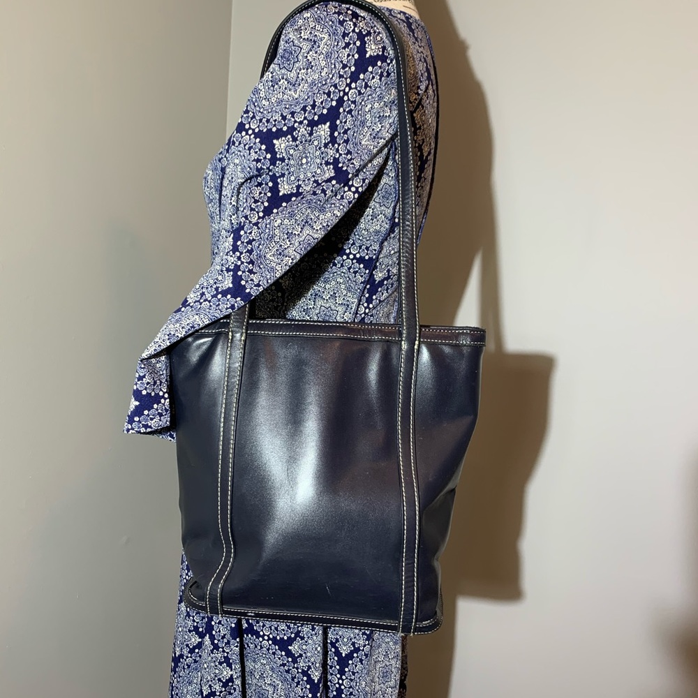 Black leather tote bag by Talbots